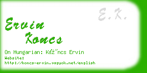 ervin koncs business card